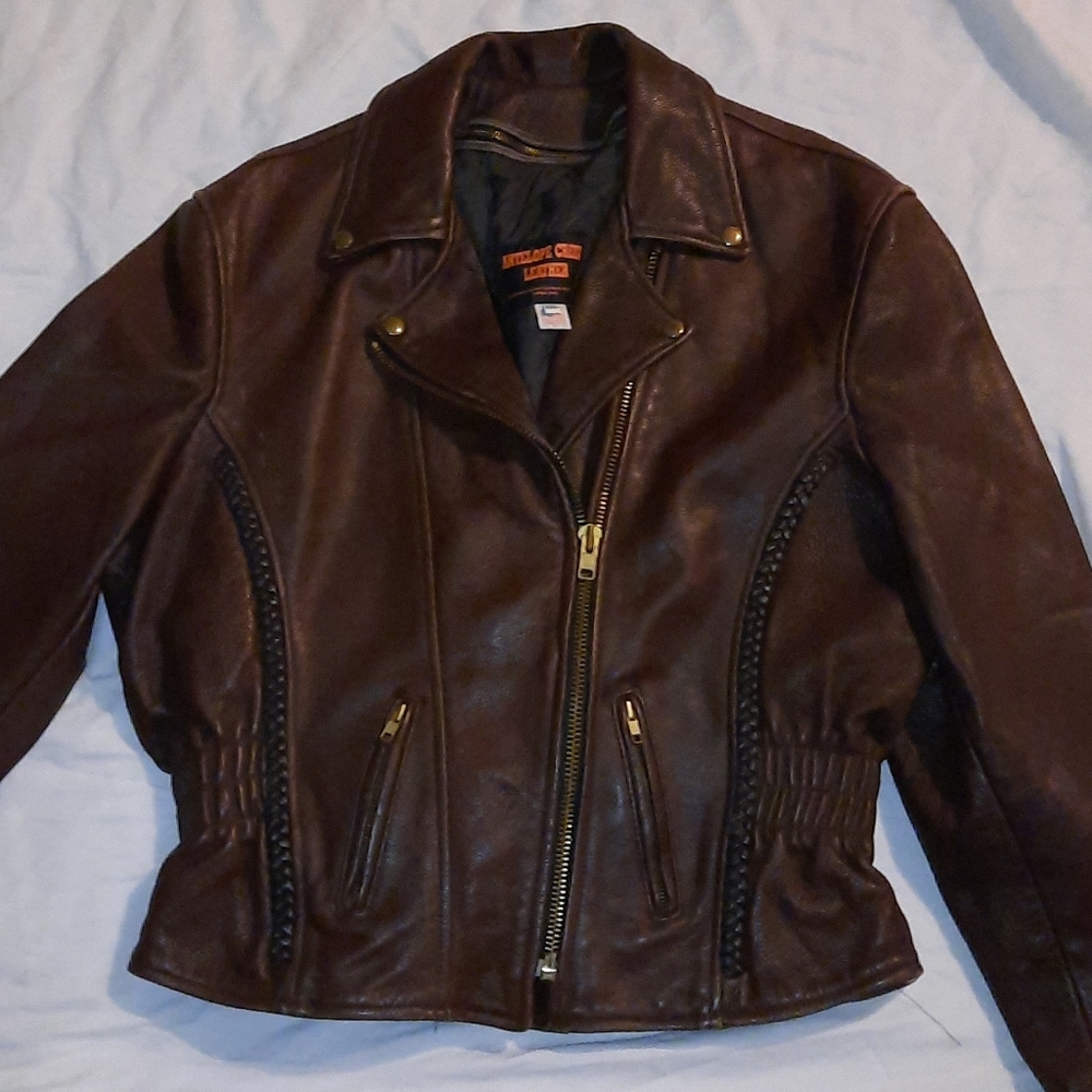 Womens leather biker jacket